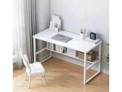 Mesa de ordenador blanca para jovenes con estante moderna 100 cm^ Online