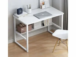 Mesa de ordenador blanca para jovenes con estante moderna 100 cm^ Online