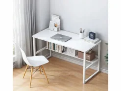 Mesa de ordenador blanca para jovenes con estante moderna 100 cm^ Online