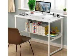 Mesa de ordenador blanca para jovenes con estante moderna 100 cm^ Online
