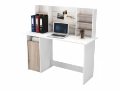 Mesa De Ordenador|Mesa de Ordenador Escritorio con altillo 135cm. y Roble