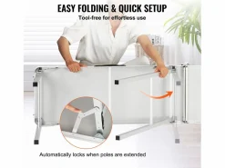 Escritorio Tradicional|Mesa de Pódium SucceBuy para Salón Profesional, 197,5 x 38,5 cm, Mostrador de Exposición Plegable con Soporte de Almacenamiento y Bolsa de Transporte
