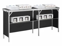 Escritorio Tradicional|Mesa de Pódium SucceBuy para Salón Profesional, 197,5 x 38,5 cm, Mostrador de Exposición Plegable con Soporte de Almacenamiento y Bolsa de Transporte
