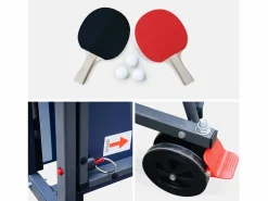 Sweeek Ping Pong|Mesa de ping pong para interior con 2 raquetas y 3 pelotas, 274cm +