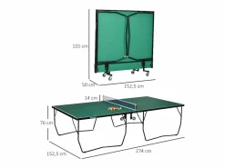 Ping Pong|Mesa de ping pong plegable para interior y exterior, MDF, , con ruedas y accesorios (274 x 152,5 x 76 cm)