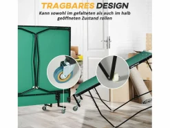 Ping Pong|Mesa de ping pong plegable para interior y exterior, MDF, , con ruedas y accesorios (274 x 152,5 x 76 cm)