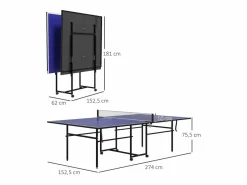 Mesa de ping pong plegable con ruedas, MDF y acero, , incluye 2 palas y 3 pelotas (274 x 152,5 x 75,5 cm)^ Sale