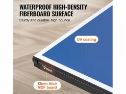 Mesa de Ping Pong SucceBuy, Mesa de Tenis de Mesa Plegable con Red de Sujeción, Uso en Interiores^ Hot