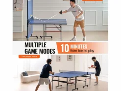 Mesa de Ping Pong SucceBuy, Mesa de Tenis de Mesa Plegable con Red de Sujeción, Uso en Interiores^ Hot
