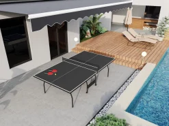 Vente-unique Mesa de ping-pong plegable con ruedas para interior gris, L274 x P152.5 x Alt. 76 cm, GARRY Gris antracita Online