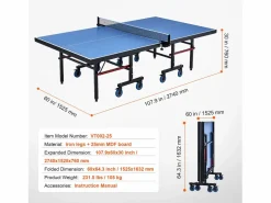 Mesa de Ping-Pong SucceBuy, Mesa de Ping-Pong Plegable con Red de Apriete, Uso Interior Azul Best