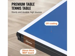 Mesa de Ping-Pong SucceBuy, Mesa de Ping-Pong Plegable con Red de Apriete, Uso Interior Azul Best