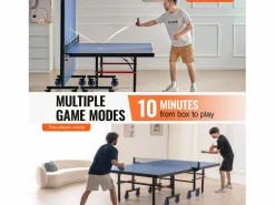 Mesa de Ping-Pong SucceBuy, Mesa de Ping-Pong Plegable con Red de Apriete, Uso Interior Azul Best
