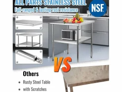 Mueble De Almacenaje|Mueble Camarera|Mesa de Trabajo de Acero Inoxidable SucceBuy, 61 x 61 x 85 cm, Mesa de Preparación de Alimentos Comercial con Ruedas