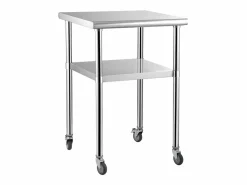 Mueble De Almacenaje|Mueble Camarera|Mesa de Trabajo de Acero Inoxidable SucceBuy, 61 x 61 x 85 cm, Mesa de Preparación de Alimentos Comercial con Ruedas