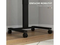 Mesa de trabajo regulable en altura, con 4 ruedas, 2 frenos, aglomerado, marrón rústico (65x48x108 cm) Marru00f3n Outlet