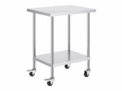 Mesa de Trabajo SucceBuy Mesa de Trabajo de Acero Inoxidable de 60.96 x 76.2 cm con 4 Ruedas Plateado Clearance