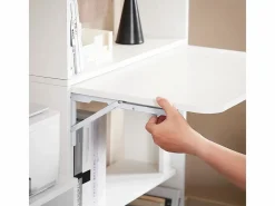 Sobuy Mesa De Ordenador|Mesa Escritorio de Trabajo, Plegable para Computadora con Estantes de Almacenamiento 64 x 58 x 145cm FWT92-H-W ES