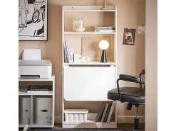 Sobuy Mesa De Ordenador|Mesa Escritorio de Trabajo, Plegable para Computadora con Estantes de Almacenamiento 64 x 58 x 145cm FWT92-H-W ES