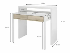 Mesa escritorio extensible con 2 cajones - L100 cm - Consola^Loungitude Best