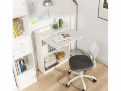 Sobuy Escritorio Rinconero|Mesa Escritorio Plegable Mesa Plegable para Computadora con Estantes de Almacenamiento Mesa de Trabajo 64x58x82cm FWT92-W ES