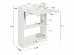 Sobuy Escritorio Rinconero|Mesa Escritorio Plegable Mesa Plegable para Computadora con Estantes de Almacenamiento Mesa de Trabajo 64x58x82cm FWT92-W ES