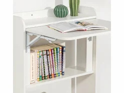 Sobuy Escritorio Rinconero|Mesa Escritorio Plegable Mesa Plegable para Computadora con Estantes de Almacenamiento Mesa de Trabajo 64x58x82cm FWT92-W ES