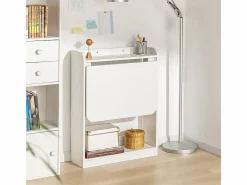 Sobuy Escritorio Rinconero|Mesa Escritorio Plegable Mesa Plegable para Computadora con Estantes de Almacenamiento Mesa de Trabajo 64x58x82cm FWT92-W ES