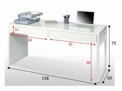 Mesa escritorio reversible 2 cajones Dallas en acabado 138 cm(ancho), 75 cm(alto),^ Discount