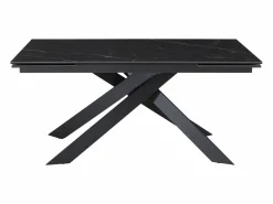 Maison Céphy Mesa extensible - Cerámica, vidrio templado y metal - Efecto mármol - COREMA Negro Discount