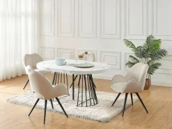 Vente-unique Mesa extensible de 2 a 12 cubiertos de MDF y acero - Efecto mármol blanco y negro - FIRELA Negro / Blanco Clearance
