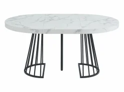 Vente-unique Mesa extensible de 2 a 12 cubiertos de MDF y acero - Efecto mármol blanco y negro - FIRELA Negro / Blanco Clearance