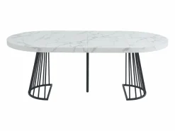 Vente-unique Mesa extensible de 2 a 12 cubiertos de MDF y acero - Efecto mármol blanco y negro - FIRELA Negro / Blanco Clearance