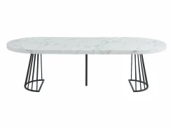 Vente-unique Mesa extensible de 2 a 12 cubiertos de MDF y acero - Efecto mármol blanco y negro - FIRELA Negro / Blanco Clearance