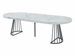Vente-unique Mesa extensible de 2 a 12 cubiertos de MDF y acero - Efecto mármol blanco y negro - FIRELA Negro / Blanco Clearance