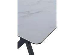 Mesa extensible de cerámica blanca con patas de metal 160/210x90 Blanco Discount