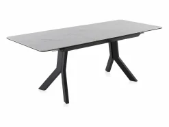 Mesa extensible de cerámica blanca con patas de metal 160/210x90 Blanco Discount