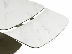 Mesa extensible de cerámica y metal -efecto mármol blanco - CARIOULA de MORABITO^Vente-unique Clearance