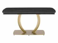 Maison Céphy Mesa extensible de comedor en cerámica y metal dorado - Efecto mármol negro - OLIFIA Negro / Dorado Best
