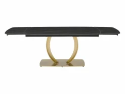 Maison Céphy Mesa extensible de comedor en cerámica y metal dorado - Efecto mármol negro - OLIFIA Negro / Dorado Best