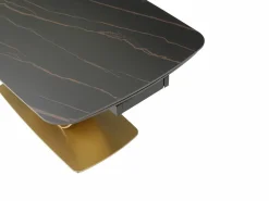 Maison Céphy Mesa extensible de comedor en cerámica y metal dorado - Efecto mármol negro - OLIFIA Negro / Dorado Best
