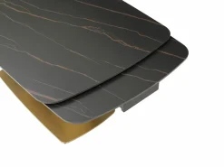 Maison Céphy Mesa extensible de comedor en cerámica y metal dorado - Efecto mármol negro - OLIFIA Negro / Dorado Best