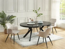 Vente-unique Mesa Extensible|Mesa De Comedor|Mesa extensible de comedor 4 a 8 comensales de MDF y acero - Color: - KOMONI