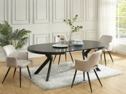 Vente-unique Mesa Extensible|Mesa De Comedor|Mesa extensible de comedor 4 a 8 comensales de MDF y acero - Color: - KOMONI