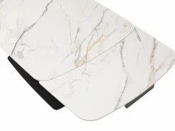 Maison Céphy Mesa Extensible|Mesa De Comedor|Mesa extensible de comedor en cerámica y metal negro - Efecto mármol blanco - OLIFIA