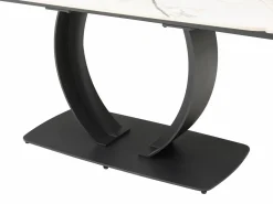 Maison Céphy Mesa Extensible|Mesa De Comedor|Mesa extensible de comedor en cerámica y metal negro - Efecto mármol blanco - OLIFIA