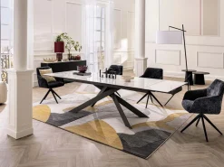 Maison Céphy Mesa extensible en cerámica y vidrio templado - Efecto mármol blanco y antracita - COREMA Gris antracita / Blanco Online
