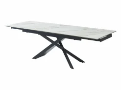 Maison Céphy Mesa extensible en cerámica, cristal templado y metal - Efecto mármol blanco y negro - LUMIEL Negro / Blanco Best