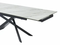 Maison Céphy Mesa extensible en cerámica, cristal templado y metal - Efecto mármol blanco y negro - LUMIEL Negro / Blanco Best