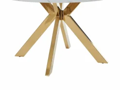 Mesa extensible para 4 a 8 personas de MDF y acero - Efecto mármol blanco y Dorado - KOMONI^Vente-unique Best
